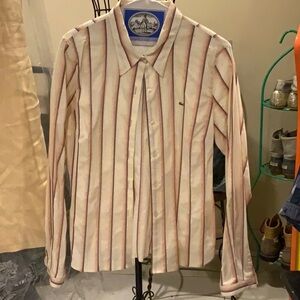 Lacoste White and Red Blouse with Classic Collar